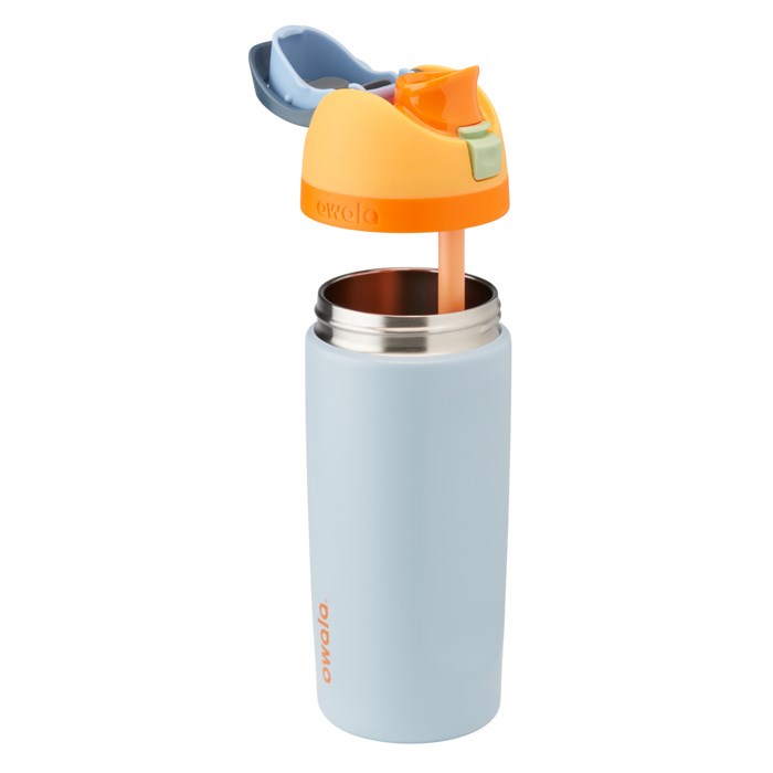 Owala FreeSip 16oz Stainless Steel Water Bottle Light Blue / Orange USA | EI5-67356