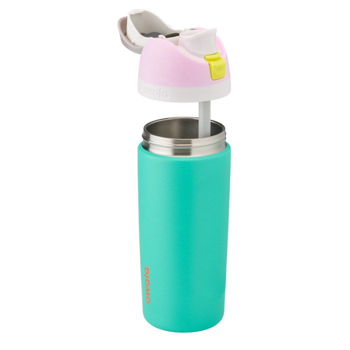 Owala FreeSip 16oz Stainless Steel Water Bottle Green / Pink USA | TE3-98709